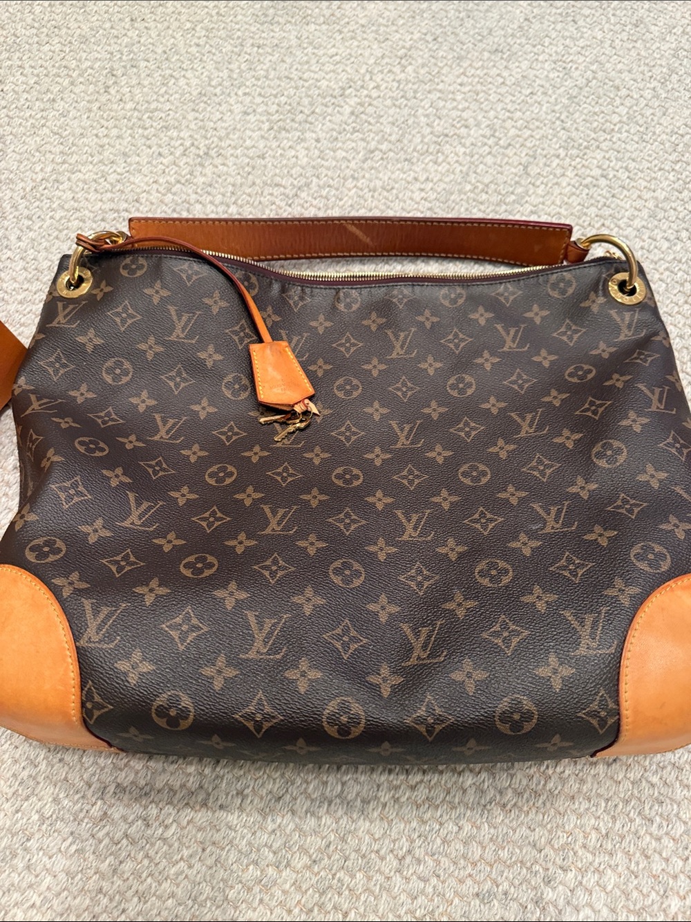 Louis Vuitton Berri MM MNG Monogram Canvas Shoulder Bag w Tan Leather Trim - Picture 8 of 16